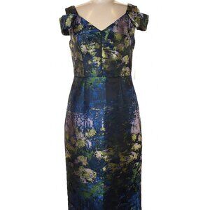 NWOT Jacquard woven watercolor jewel tone dress, size 6